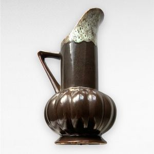 Vintage McCoy Brush Quality USA Pitcher/Vase Bronze Pottery Drip Glaze